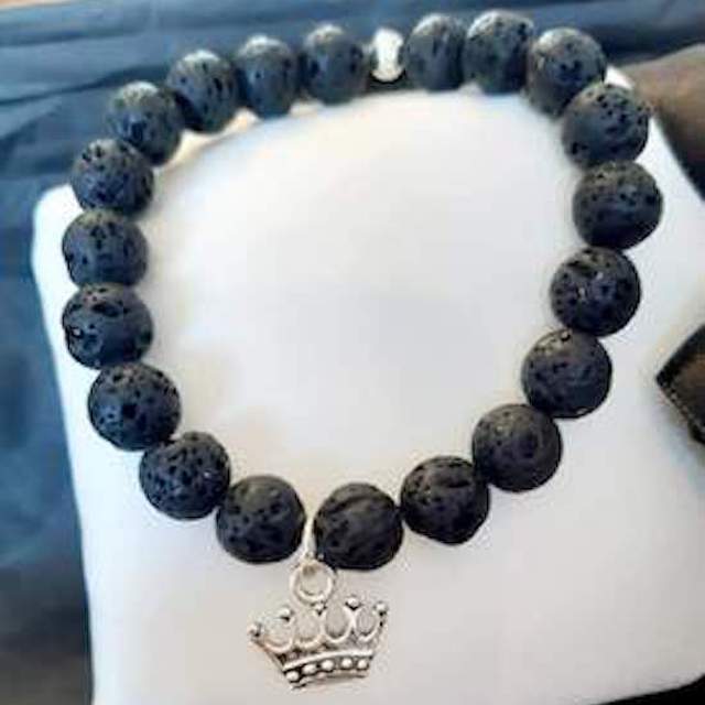 Fix My Crown Lava Stone Crown Charm Bracelet